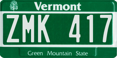 VT license plate ZMK417