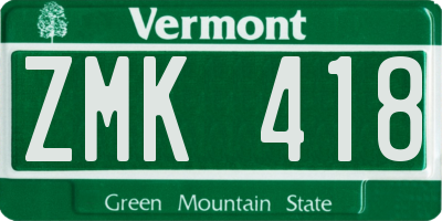 VT license plate ZMK418