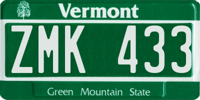 VT license plate ZMK433
