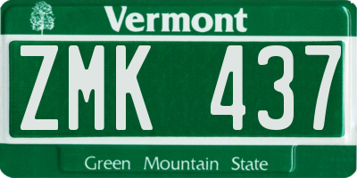 VT license plate ZMK437