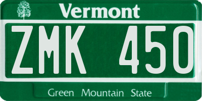 VT license plate ZMK450