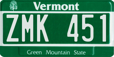 VT license plate ZMK451