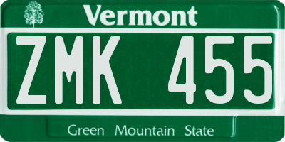 VT license plate ZMK455