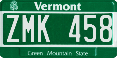 VT license plate ZMK458