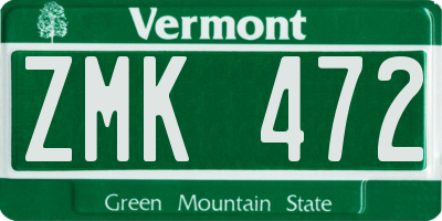 VT license plate ZMK472