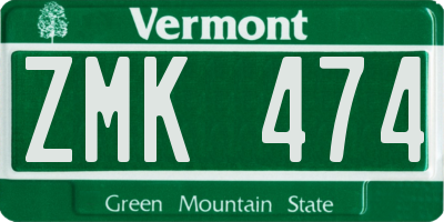 VT license plate ZMK474