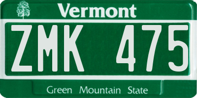 VT license plate ZMK475