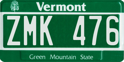 VT license plate ZMK476