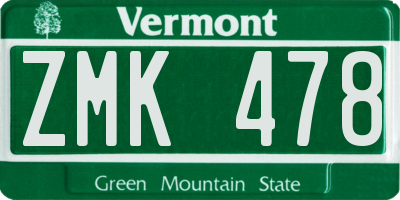VT license plate ZMK478