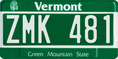 VT license plate ZMK481