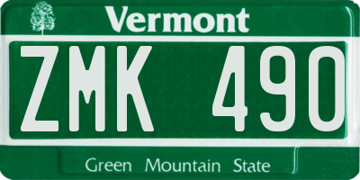 VT license plate ZMK490