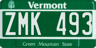 VT license plate ZMK493