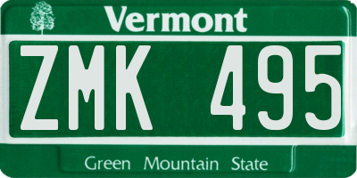 VT license plate ZMK495