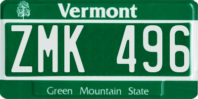 VT license plate ZMK496