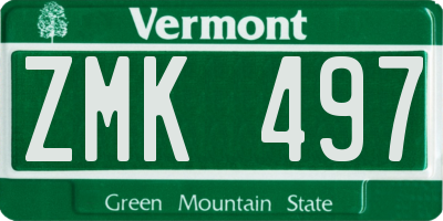 VT license plate ZMK497