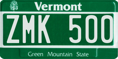 VT license plate ZMK500