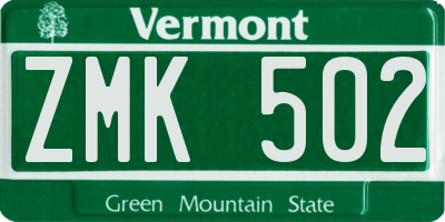 VT license plate ZMK502