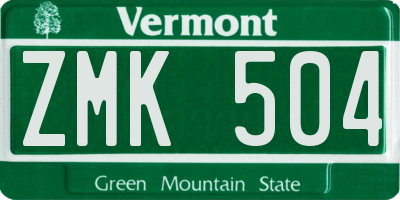 VT license plate ZMK504