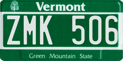 VT license plate ZMK506
