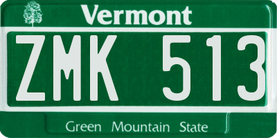 VT license plate ZMK513