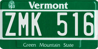 VT license plate ZMK516