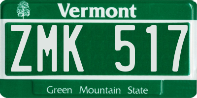 VT license plate ZMK517