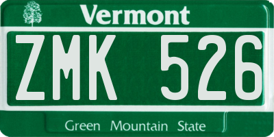 VT license plate ZMK526