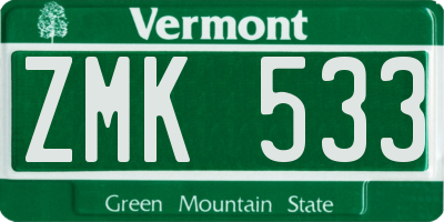 VT license plate ZMK533