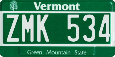 VT license plate ZMK534