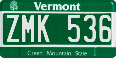 VT license plate ZMK536