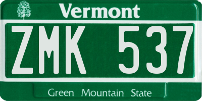 VT license plate ZMK537