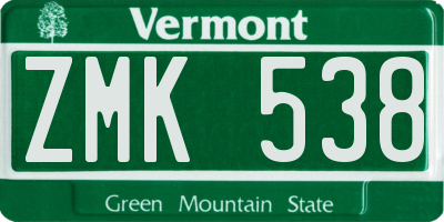 VT license plate ZMK538