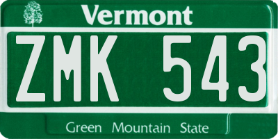 VT license plate ZMK543