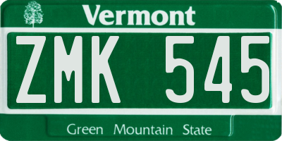 VT license plate ZMK545