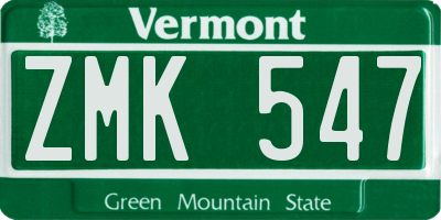 VT license plate ZMK547