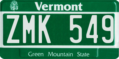 VT license plate ZMK549