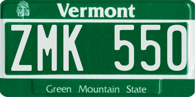 VT license plate ZMK550