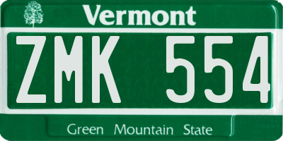 VT license plate ZMK554
