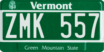 VT license plate ZMK557