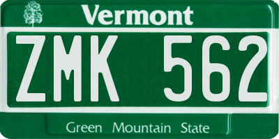 VT license plate ZMK562