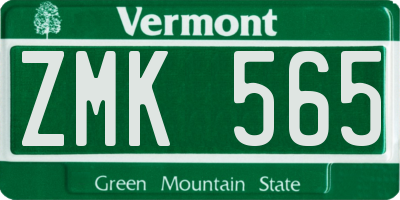 VT license plate ZMK565