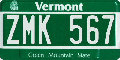 VT license plate ZMK567