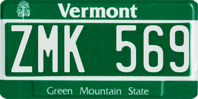 VT license plate ZMK569