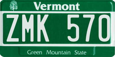 VT license plate ZMK570