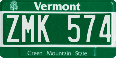 VT license plate ZMK574