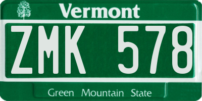 VT license plate ZMK578