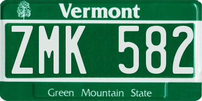 VT license plate ZMK582