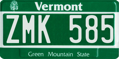 VT license plate ZMK585