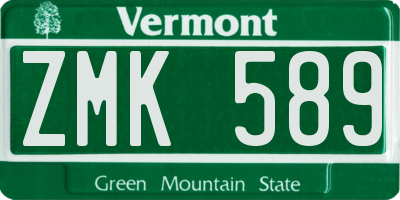 VT license plate ZMK589