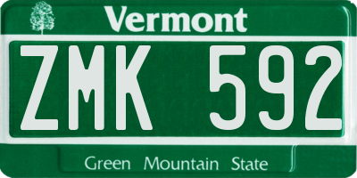 VT license plate ZMK592